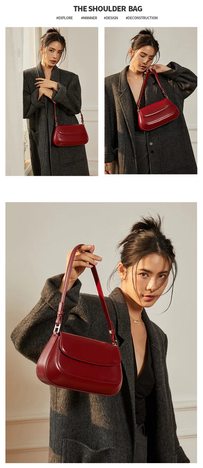 crossbody bags underarm cowhide Genuine leather handbags women vintage shoulder bag female luxury bags womens high quality 2026