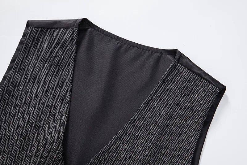 Men's Herringbone Vest Spring/summer V-neck Single Breasted Patchwork Waistcoat Slim Fit Mens Casual Suit Vest Best Dress