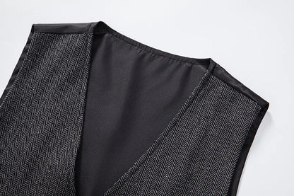 Men's Herringbone Vest Spring/summer V-neck Single Breasted Patchwork Waistcoat Slim Fit Mens Casual Suit Vest Best Dress