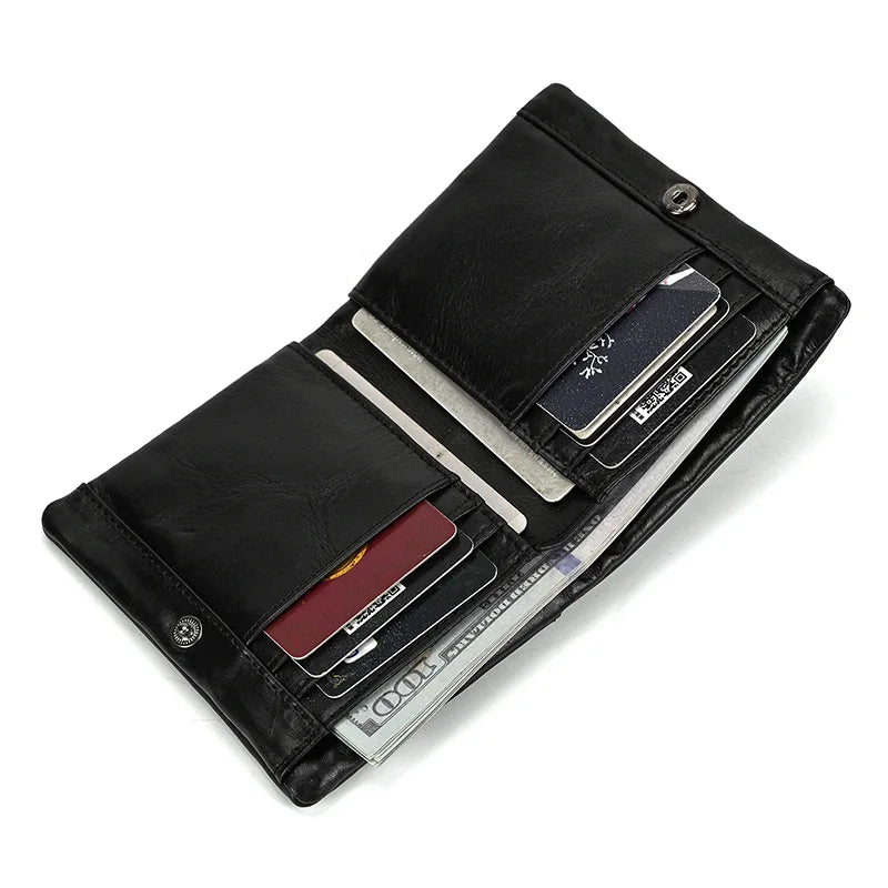 Men Card Holder Geestock Men's Wallet Rfid Credit Card ID Short Wallet Fashion Multi Card Retro Cowhide Coin Purse Casual wallet