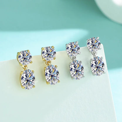 3cttw  Certified Oval/Round Cut Moissanite Diamond Drop Earrings for Women 100% 925 Sterling Silver Stud Earring Fine Jewelry