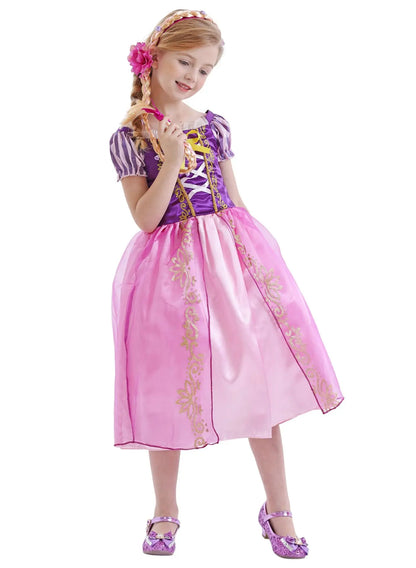 Girl Role Play Rapunzel Princess Dress for Kids Halloween Cosplay Tangled Costume Birthday Party Sequins Mesh Bow Clothes