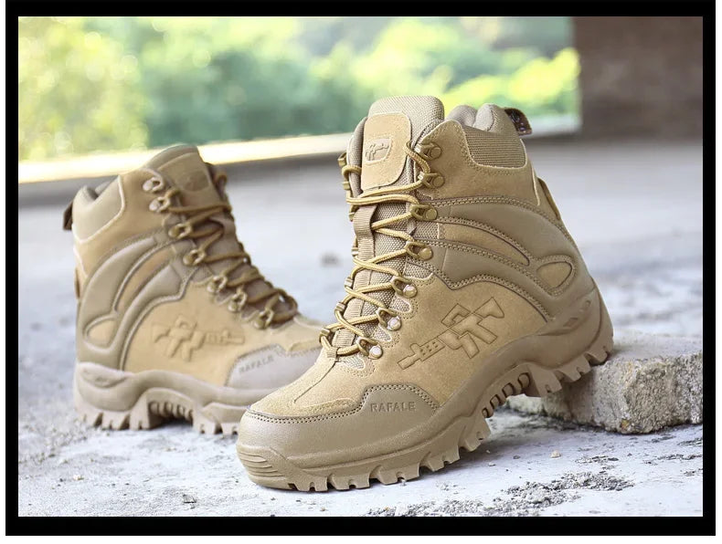 New Men Tactical Boots Army Breathable Desert High Quality Unisex Waterproof Male Hunting Boots Ankle Work Climbing Hiking Shoes