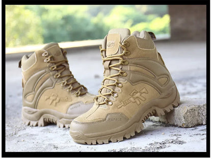 New Men Tactical Boots Army Breathable Desert High Quality Unisex Waterproof Male Hunting Boots Ankle Work Climbing Hiking Shoes