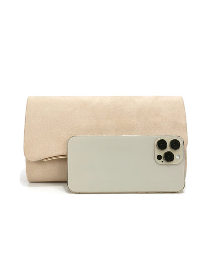 New Design Envelope Design Women Evening Bags Apricot Velvet Glitter Metal Clutch Bags With Shoulder Chain For Wedding