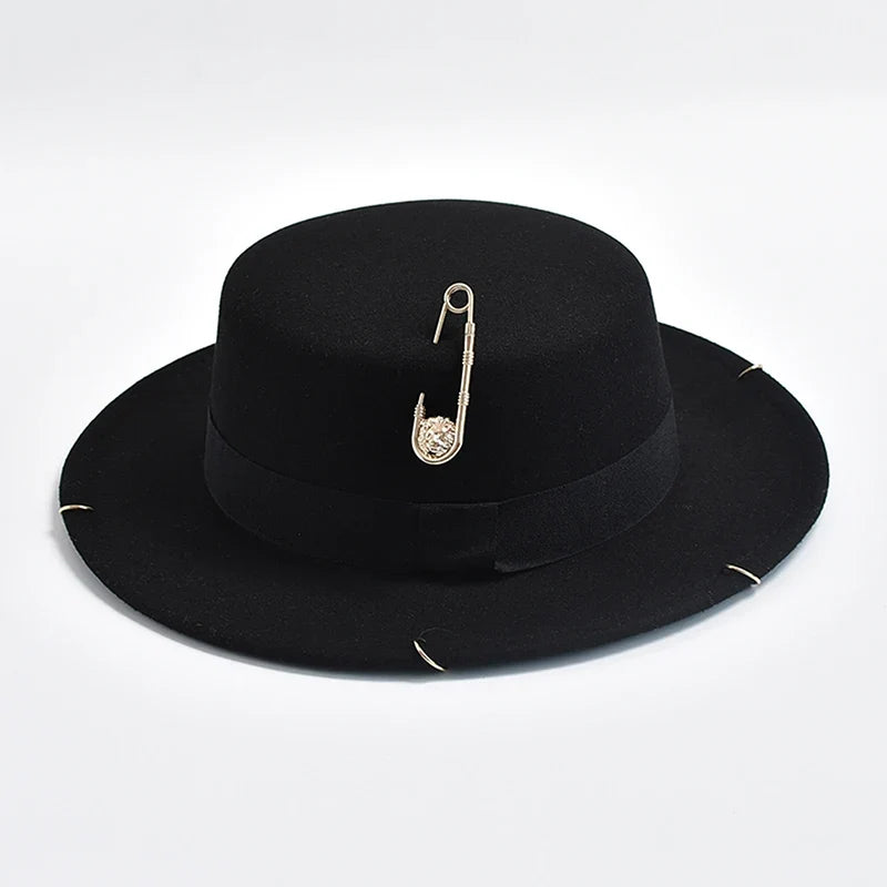 New Fashion Desige Fedora Hat For Women Men Metal Chain Decor Jazz Hat Party Church Caps