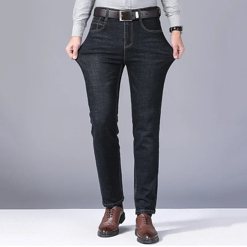 2024 Fashion Men Stretch Loose Straight Jeans Casual Elastic Slim Fit Denim Pants Male Brand Business Trousers Large size 38 40