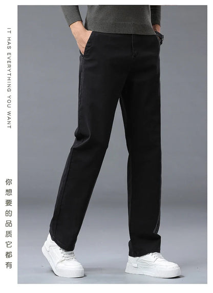 190 Cm Tall Men's Pants Summer Straight Chino Trouser Male Stretch Cotton Office Work Extra Long Leg Length 115 110cm Lengthed