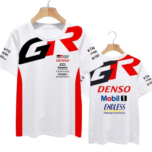 2026 New Toyota 3D Printed Crew Neck Short-Sleeved T-Shirt for Le Mans Racing, Casual and Loose-Fitting Tops for Men and Women M