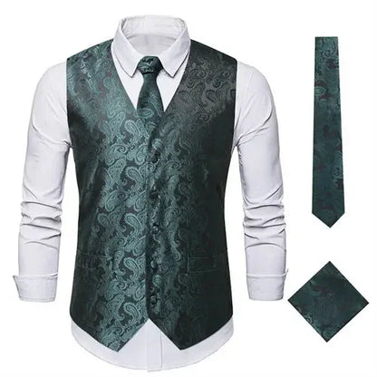 Red Men's Single Breasted V-Neck Sleeveless Vest Jacket, Wedding Party Vests, White Black Blue Green Waistcoat With tie and