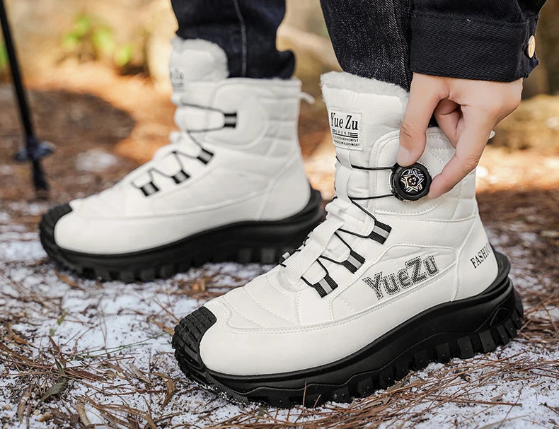 New Winter Oversized Men's Boots Waterproof Cold Resistant Plush and Warm Snow Boots Outdoor Thick Soled Casual Work Boots