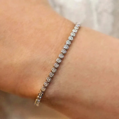 GRA Certified 2mm Moissanite Tennis Bracelet for Women Man 925 Sterling Silver Plated 18k Gold Round Bubble Diamond Bracelets