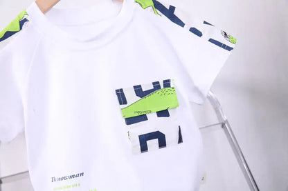 New Summer Baby Boy Kids Clothes Letters Children Clothing Suit Tops Short-sleeve T-shirt Pants 2pcs/set Sport Infant Clothing
