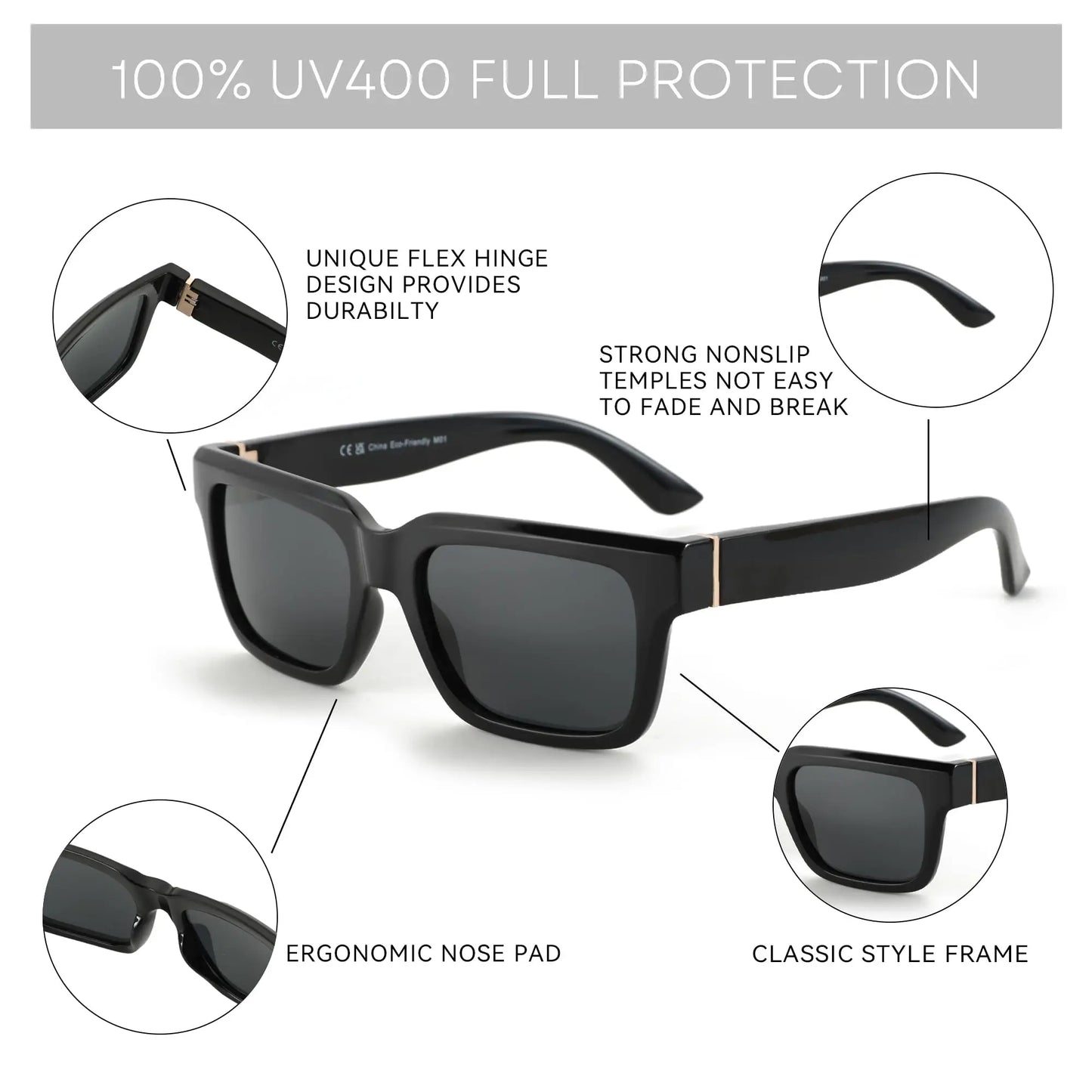 Popular Rectangle Prescription Sunglasses Polarized Square Myopia Progressive Optical Sun Glasses for Women Men