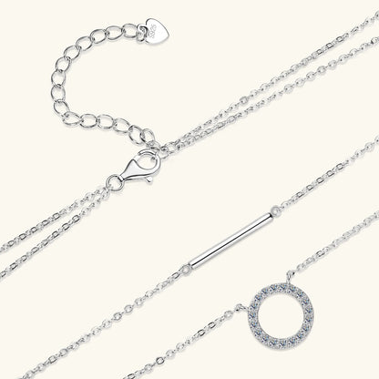 Dainty 1.5mm Moissanite Necklace for Women 14K Gold/Sterling Silver Plated Double Layer Chain Trendy Jewelry Gifts