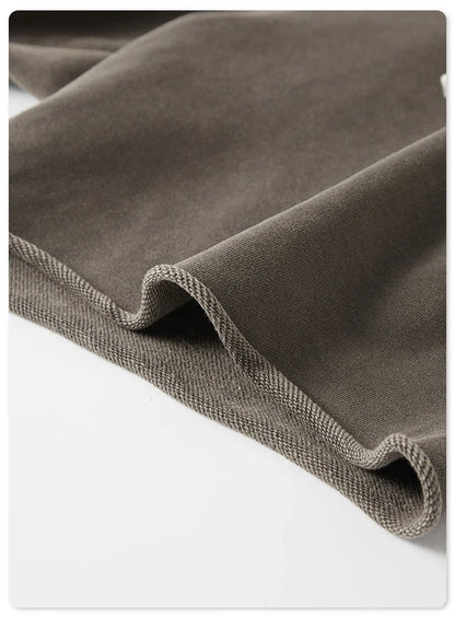 New Summer Men Retro Washed Shorts Unisex Drawstring Loose Edge 420gsm Solid Knee Length Cotton Pants Streetwears HY0589