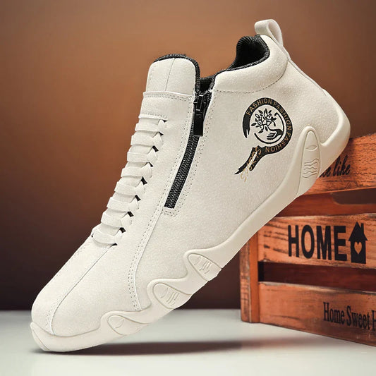 Men's Casual Shoes Side Zipper Short Boots Versatile Flat Bottom Trendy Fashionable Men's Shoes Suitable for Outdoor Sports