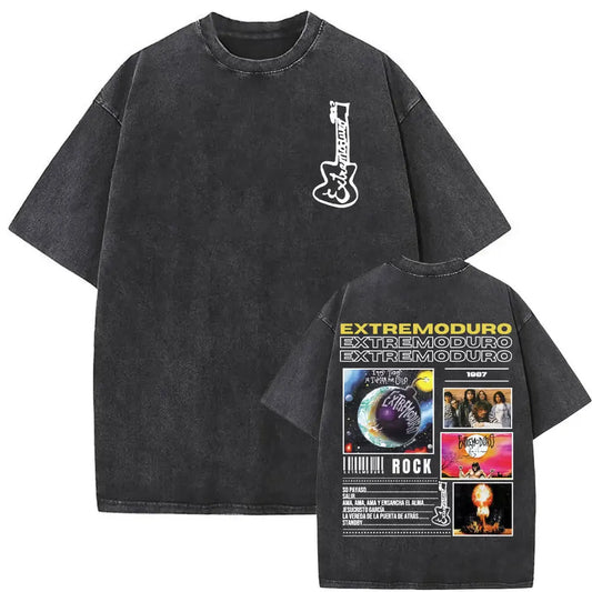 Rock Band EXTREMODURO Tour 2025 Vintage Washed T-shirt Men Women Fashion Hip Hop Street T Shirts Summer Loose Oversized T Shirt