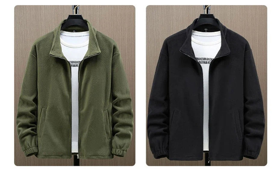 Solid Color Polar Fleece Jacket Men Winter Thcik Warm Fleece Jacket Coat Plus Size 12XL Fashion Casual Polar Fleece Coat Male