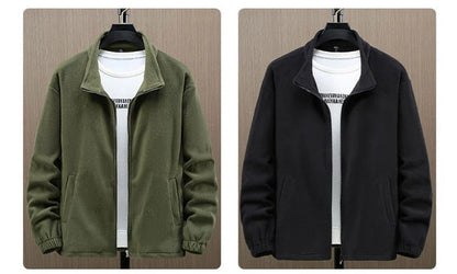 Solid Color Polar Fleece Jacket Men Winter Thcik Warm Fleece Jacket Coat Plus Size 12XL Fashion Casual Polar Fleece Coat Male