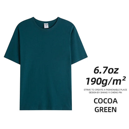 6.7oz 190gsm Combed Cotton Tees Tshirts Mens Solid Tops Woman Male Custom Team Uniform Class Clothes Summer Brand Customization