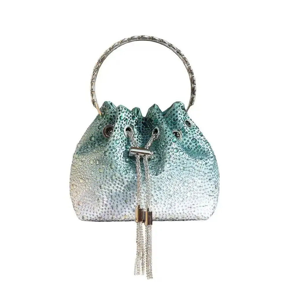 Luxury Designer Women Handbag Glitter Diamond Banquet Bag Satin Bucket Bag Wedding Party Clutch Purse Exquisite Evening Bag
