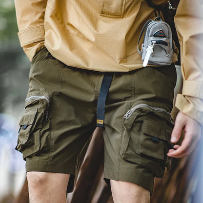 Outdoor Tactical Shorts Men's Summer Lightweight Multi-Pocket Adjustable Waist Cargo Shorts Green Hiking Casual Bottoms