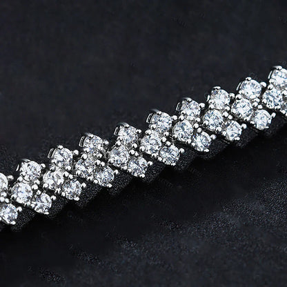 1.5mm Real Moissanite Tennis Bracelet S925 Sterling Silver  3-row Heart Lab Diamond Bracelets for Bridal Women Wedding Jewelry