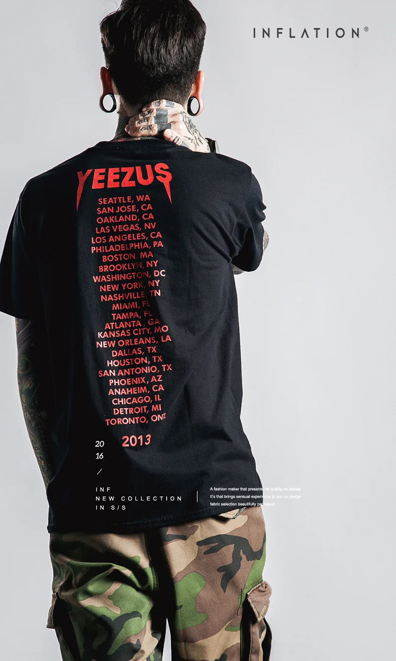 yeezus kanye west T shirt cotton streetwear concert hiphop short sleeve
