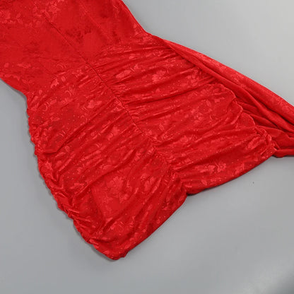 2024 New Fashion Red White Women Gloves Sexy Bodycon Mini Draped Dress Nightclub Party Bar Singer Birthday Celebrate Dress
