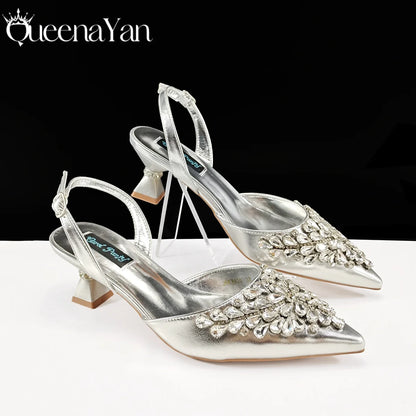 Italian Shoes and Handbags Accessory Set with Rhinestone Metal Embellishments Wedding Shoes Bridal Shoes Designer