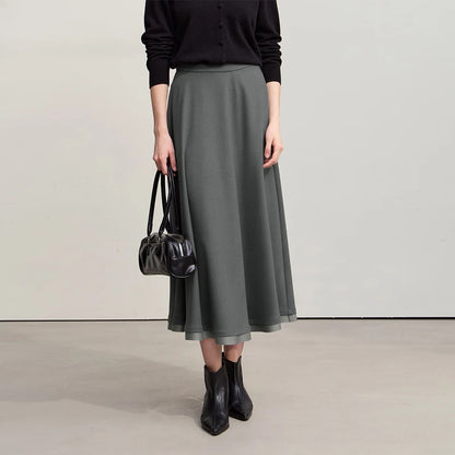 Elegant Skirts For Woman 2025 Winter New Commuter Style A-Line Mid-Calf Skirt Loose Solid Versatile Woman Clothes 12544126