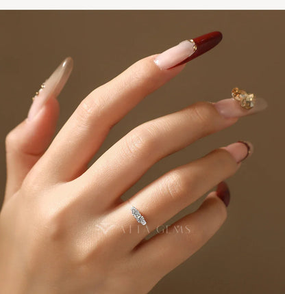 Sparkling 3.0mm Two Stone Moissanite Ring Fishing Line 925 Silver Rings for Women Engagement Personalized Jewelry Gift