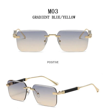 Designer Sunglasses For Men Vintage Rimless Sunglasses Women Trendy Luxury Square Fashion Glasses Vintage Gafas De Sol Hombre