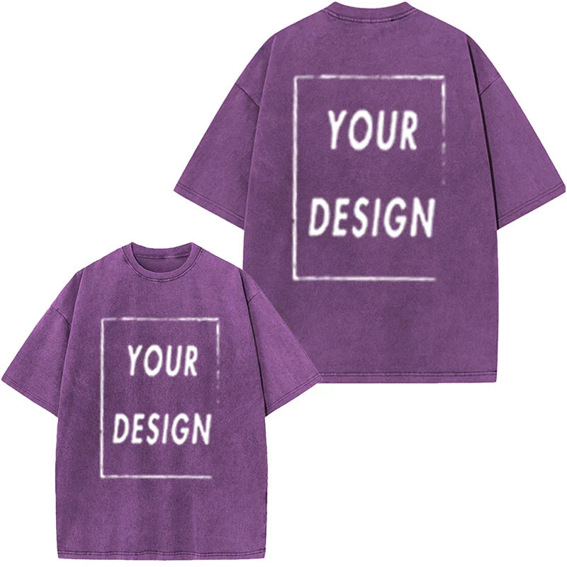 Men's and Women's Cotton Washed T-Shirt Custom Printed T-Shirt 230G Top DIY Your Favorite Pattern or Logo Fashionable Custom Top