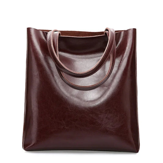 Winter Genuine Leather Women Shoulder Bags Big Ladies Handbags Luxury Brand Black Vintage Female Bags Large Hand Bags for Women