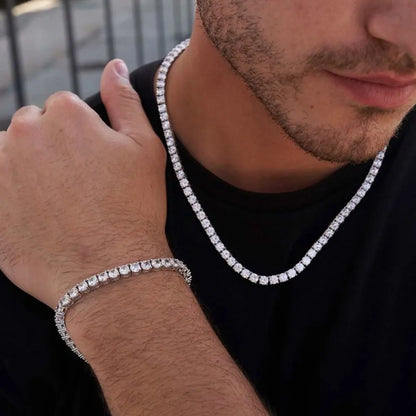 GRA Certified Moissanite Tennis Necklace 2/3/4/5/6.5mm Solid 925 Sterling Silver Diamond Tennis Necklaces for Women Man