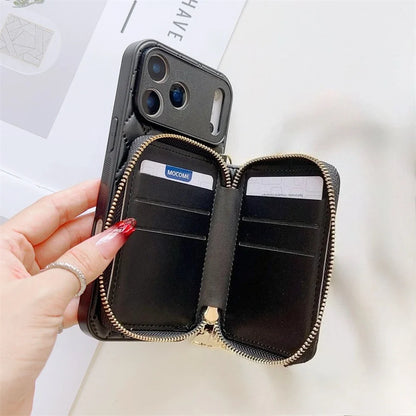 Wallet Zipper Card Bag PU Leather Craossbody Phone Case For iPhone 17 Air 16 15 14 Plus 13 12 11 Pro Max 7 8 SE 2020 2022 Cover
