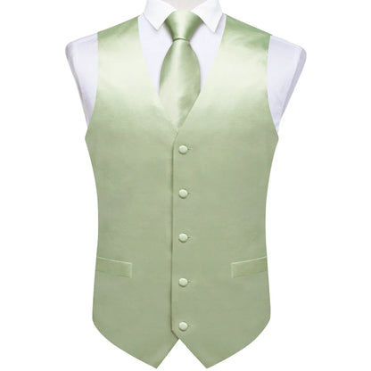 Wedding Party Green Men's Vest Shirt Accessories Fashion chaleco hombre for Man Four Seasons Wear Wholesale Necktie Handkerchief