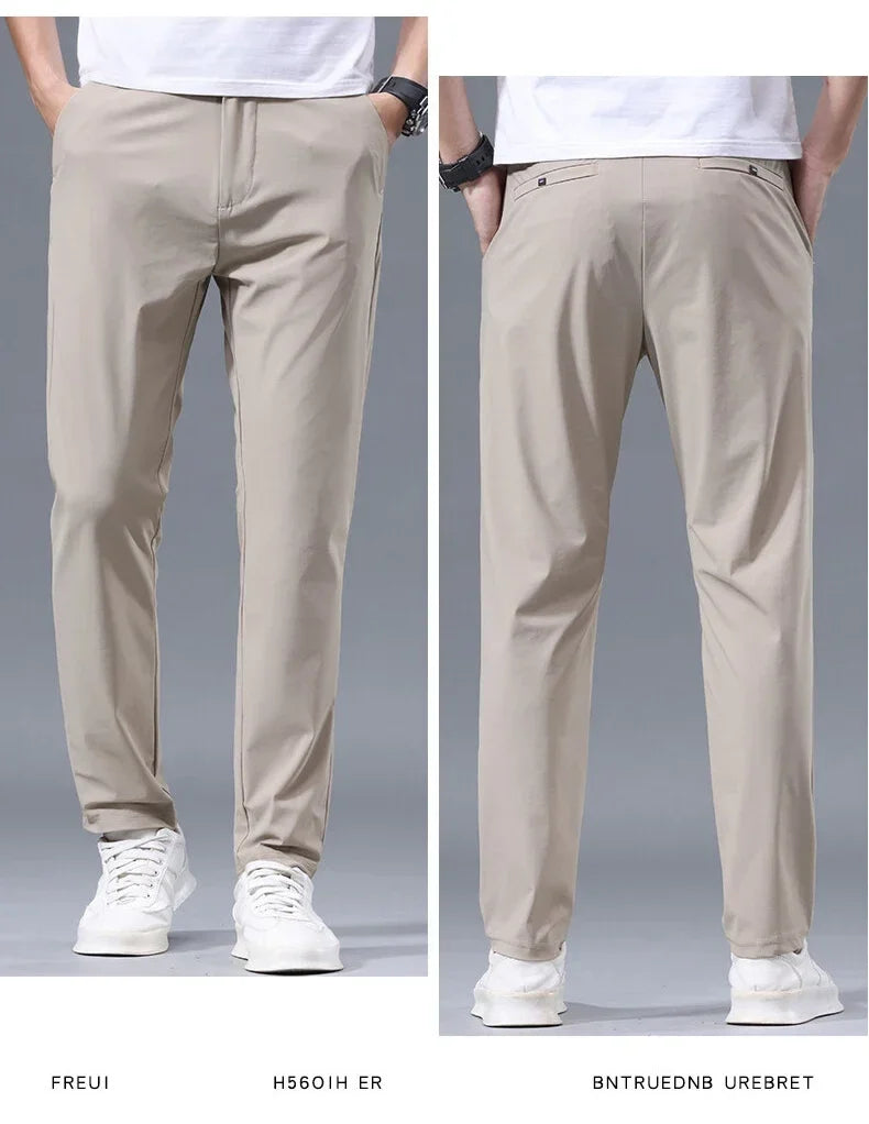 Summer New Stretch Soft Suit Pants Men Thin Fashion Business Elastic Waist Korean Slim Brand Clothes Casual Formal Trousers Male