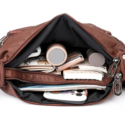 Women Bag 2023 New Fashion Middle-aged Handbag Multi-pocket Practical Messenger Vintage Shoulder Bag Hobos Trend Crossbody Pack