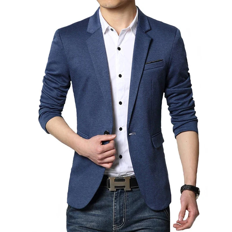 Autumn Brand Men Blazers Slim Fit Casual Suit Jacket Sold Color One Button Korean Style Business Wedding Party Blazer
