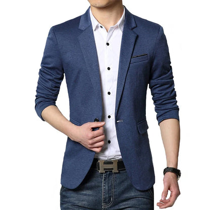 Autumn Brand Men Blazers Slim Fit Casual Suit Jacket Sold Color One Button Korean Style Business Wedding Party Blazer