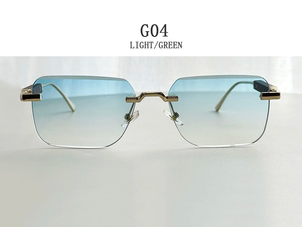 Rimless Sunglass Men Vintage 2025 Fashion Glasses Square Sunglasses Women Trendy And Fashionable Gafas De Sol Hombre Zonnebril