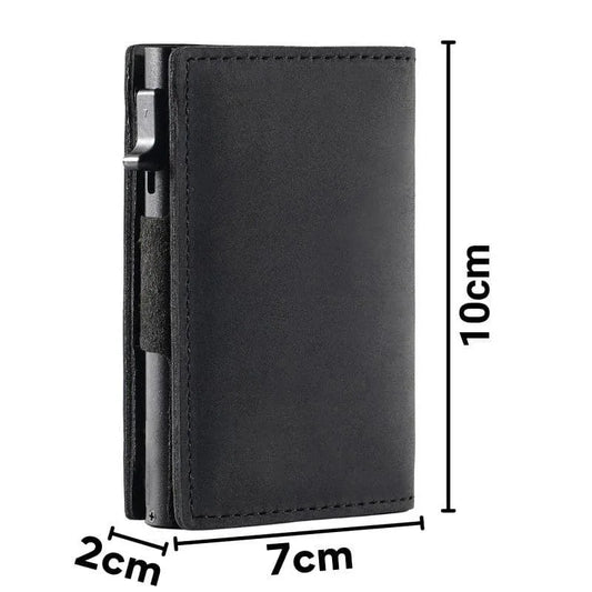 Porte-cartes de crédit bloquant le RFID, portefeuille homme de luxe, Pop Up, fin et minimaliste, étui porte-cartes bancaires noir pour hommes