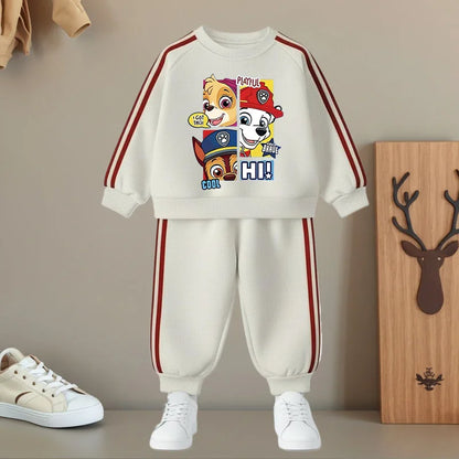 2026 Spring New Side Stripe Long Pant Sets for Kids O Neck Casual Hoodies and Trousers Two Piece Paw Patrol Boy Girls Tracksuit