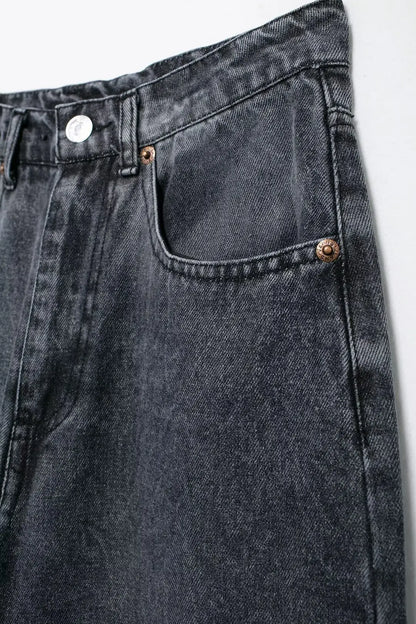 2024 Women's Street Fashion Denim Blue Jeans Distressed Patchwork High Waist Zipper Fly Ripped Retro Long Pants