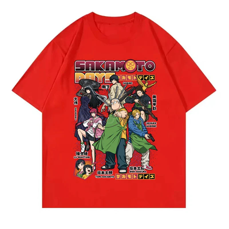 2025 New Design Anime T-shirts Sakamoto Days Short Sleeve Retro Tops Tees Streetwear Men Clothing Sakamoto Days Summer T-shirt