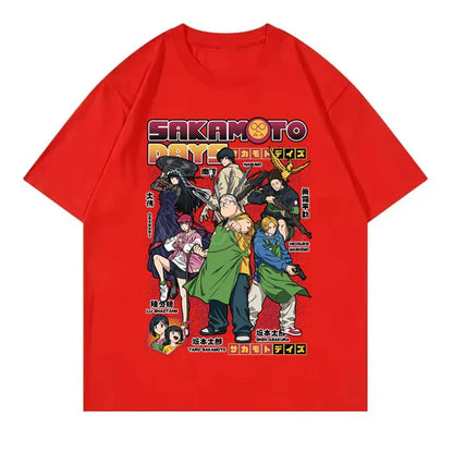 2025 New Design Anime T-shirts Sakamoto Days Short Sleeve Retro Tops Tees Streetwear Men Clothing Sakamoto Days Summer T-shirt
