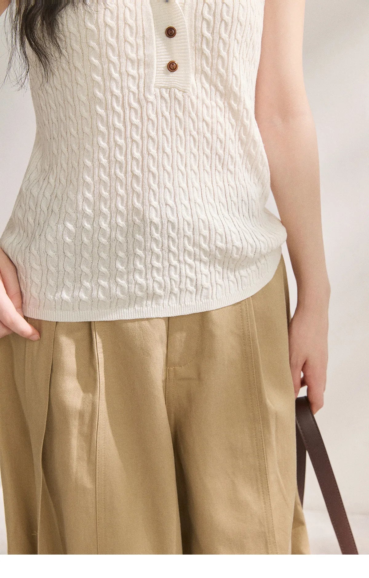 Women Cable Knit V-Neck Henley Tank Top Sleeveless Slim Knit Vest, Casual Basic Solid Tops for Spring Summer MXF25Z3115